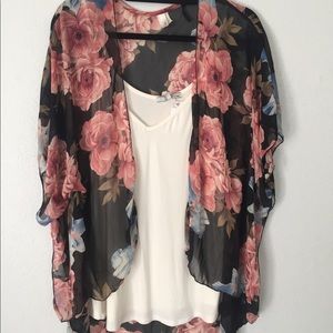 Floral sheer kimono.